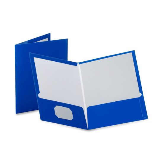 Picture of Oxford Laminated Twin-Pocket Folders, 8 1/2in x 11in, Blue, Box Of 25