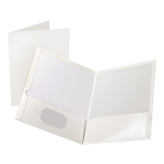 Picture of Oxford Laminated Twin-Pocket Folders, 8 1/2in x 11in, White, Box Of 25