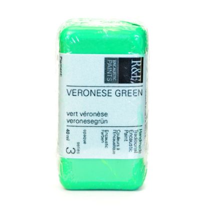 Picture of R & F Handmade Paints Encaustic Paint Cake, 40 mL, Veronese Green