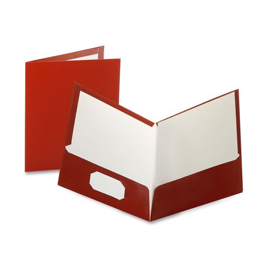 Picture of Oxford Laminated Twin-Pocket Folders, 8 1/2in x 11in, Crimson Red, Box Of 25