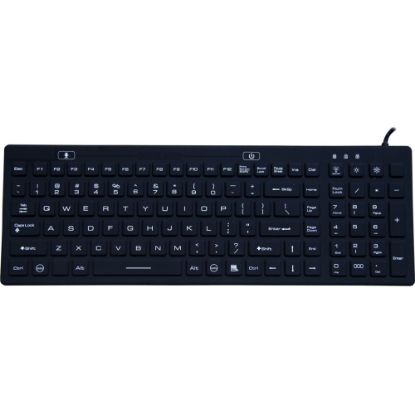 Picture of DSI WATERPROOF IP68 SILICONE FULL SIZE KEYBOARD WITH LED BACKLIT - Cable Connectivity - USB Interface - 100 Key - TouchPad - Windows - Black