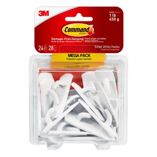 Picture of 3M Command Mega Pack Utility Hooks, Small, White, Pack Of 24