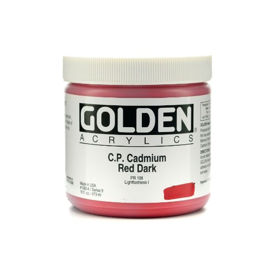 Picture of Golden Heavy Body Acrylic Paint, 16 Oz, Cadmium Red Dark (CP)