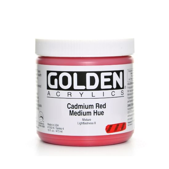 Picture of Golden Heavy Body Acrylic Paint, 16 Oz, Cadmium Red Medium Hue