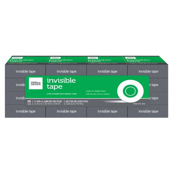 Picture of Office Depot Brand Office Depot Invisible Tape, 3/4in x 1296in, Clear, Pack of 16 rolls