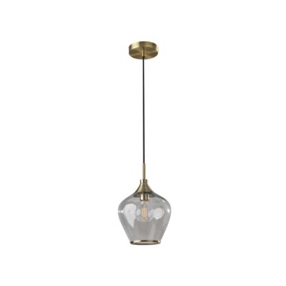 Picture of Adesso Bradford Pendant Lamp, 12-3/4inH x 9inW, Clear Shade/Antique Brass Base