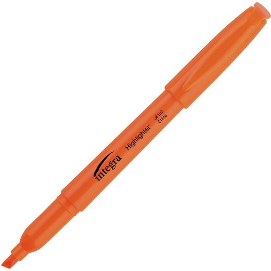 Picture of Integra Pen Style Fluorescent Highlighters - Chisel Marker Point Style - Fluorescent Orange - 12 / Dozen