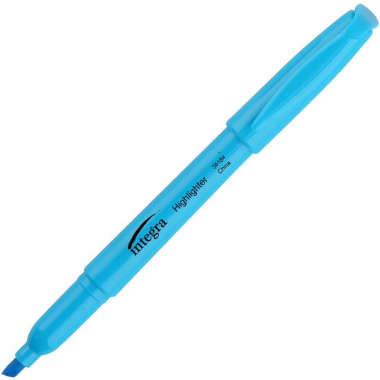 Picture of Integra Pen Style Fluorescent Highlighters - Chisel Marker Point Style - Fluorescent Blue - 12 / Dozen