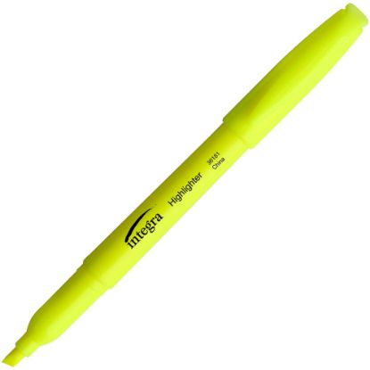 Picture of Integra Pen Style Fluorescent Highlighters, Chisel Point Style, Yellow, Pack of 12