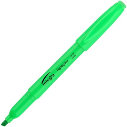 Picture of Integra Pen Style Fluorescent Highlighters - Chisel Marker Point Style - Green - 12 / Dozen