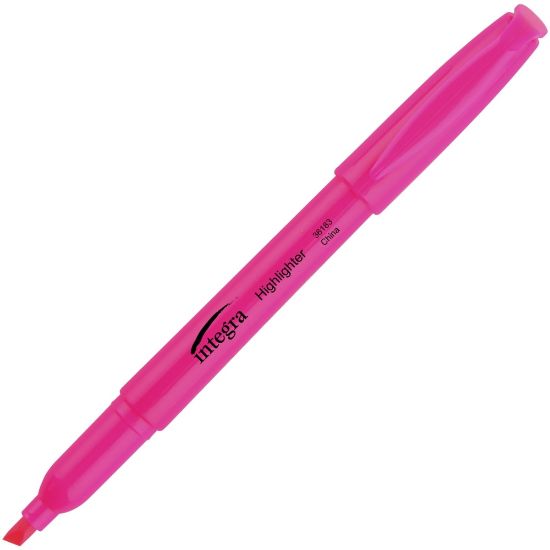 Picture of Integra Pen Style Fluorescent Highlighters - Chisel Marker Point Style - Fluorescent Pink - 12 / Dozen