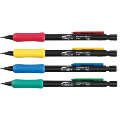 Picture of Integra Grip Mechanical Pencils - 0.7 mm Lead Diameter - Refillable - Black Lead - Assorted Barrel - 1 Dozen