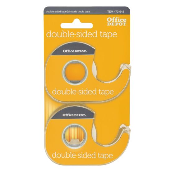 Picture of Office Depot Brand Double-Sided Tape In Dispensers, 1/2in x 400in, Clear, Pack of 2 rolls