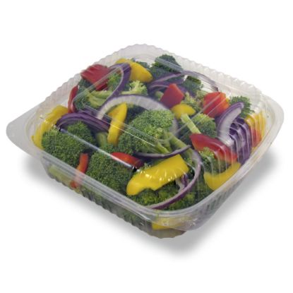 Picture of Stalk Market Compostable PLA Cold Food Containers, 8in x 8in x 3.25in, Clear, Pack of 160