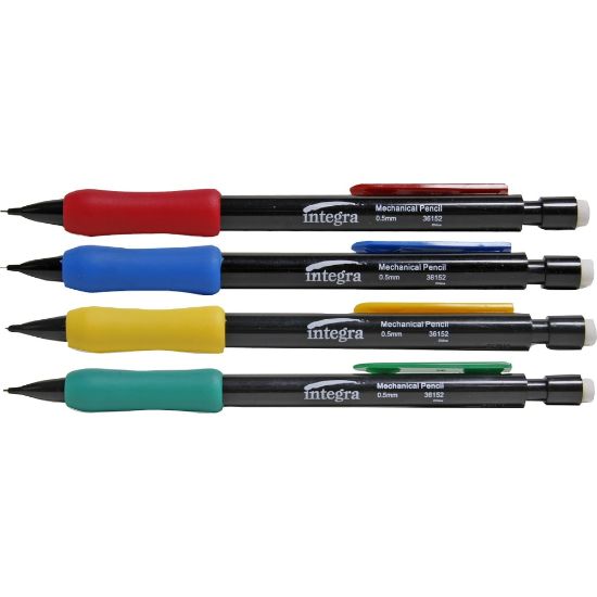 Picture of Integra Grip Mechanical Pencils - 0.5 mm Lead Diameter - Refillable - Assorted Barrel - 1 Dozen