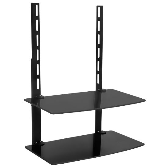 Picture of Mount-It! MI-8402 2-Tier Glass TV Wall Mount Shelf, 24inH x 18-1/16inW x 9-1/4inD, Black