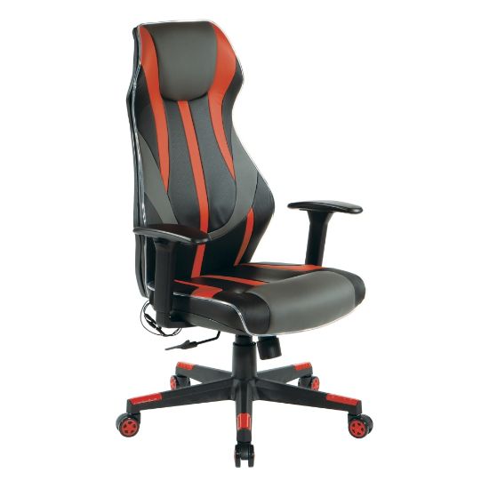 Picture of Office Star Gigabyte Faux Leather Gaming Chair, Black/Red