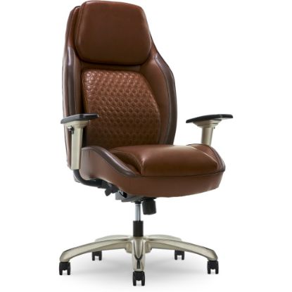 Picture of Shaquille O-Neal Zephyrus Ergonomic Bonded Leather High-Back Executive Office Chair, Brown/Silver