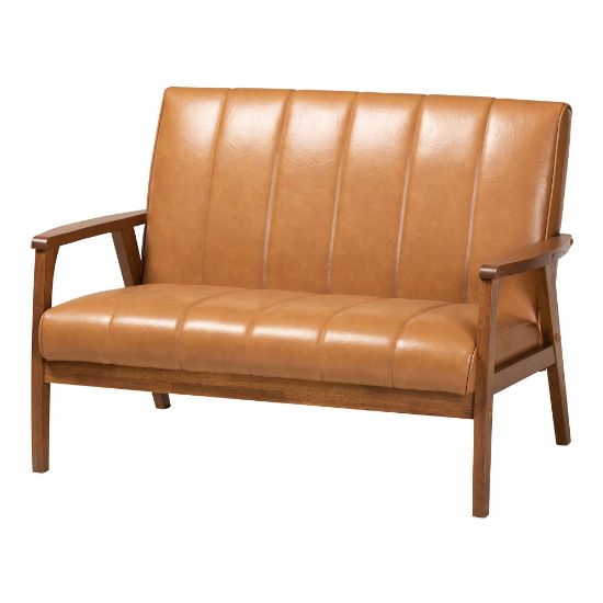 Picture of Baxton Studio Nikko Loveseat, Walnut Brown/Tan