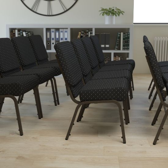 Picture of Flash Furniture HERCULES Series Stacking Church Chair, Black Dot/Gold Vein