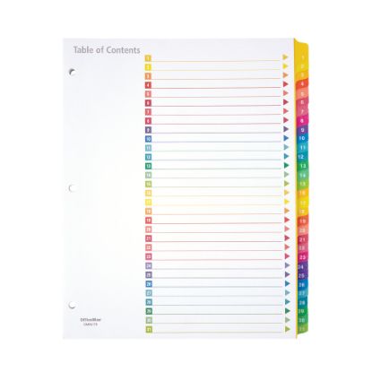 Picture of Office Depot Brand Table Of Contents Customizable Index With Preprinted Tabs, Multicolor, Numbered 1-31