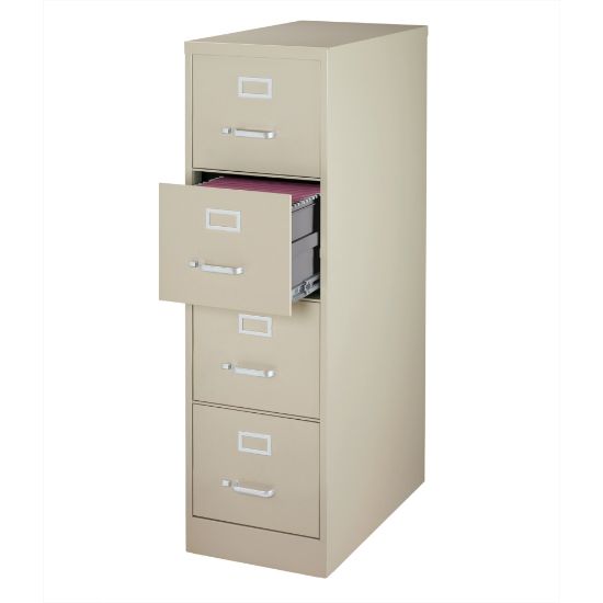 Picture of WorkPro 25inD Vertical File Cabinet, 4-Drawer, Putty