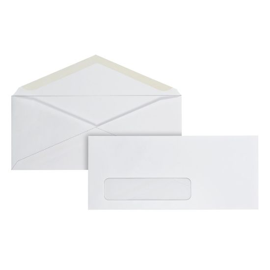 Picture of Office Depot Brand Envelopes, Left Window, 3-7/8in x 8-7/8in, Gummed Seal, White, Box Of 500