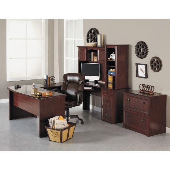 Picture of Realspace Broadstreet 65inW U-Shaped Executive Corner Desk, Cherry