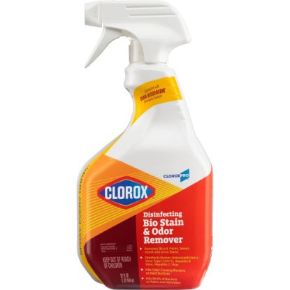 Picture of CloroxPro Disinfecting Bio Stain & Odor Remover Spray - Ready-To-Use Spray - 32 fl oz (1 quart) - 216 / Bundle - Translucent