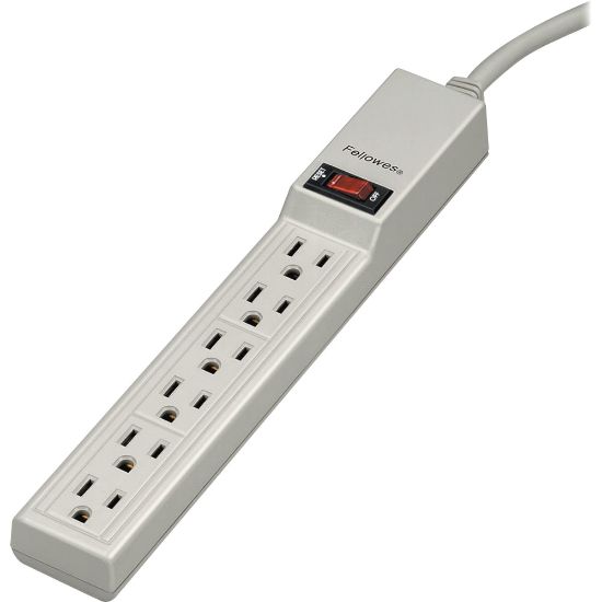 Picture of Fellowes 6-Outlet Power Strip, 4ft Cord, Beige