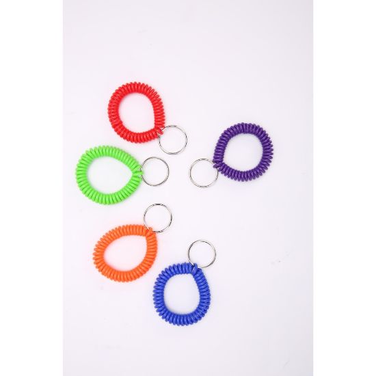 Picture of Sparco Split Ring Wrist Coil Key Holders - 2.1in x 2.1in x 2.4in - 10 / Pack - Assorted