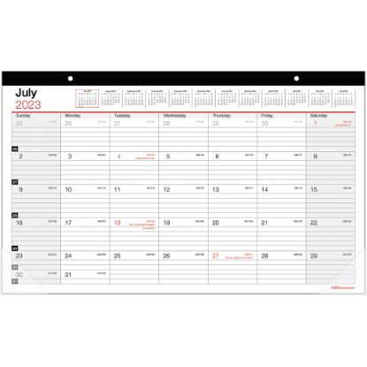 Picture of 2023-2024 Office Depot Brand Monthly Academic Desk Calendar, 17-3/4in x 10-7/8in, 30% Recycled, July 2023 to June 2024