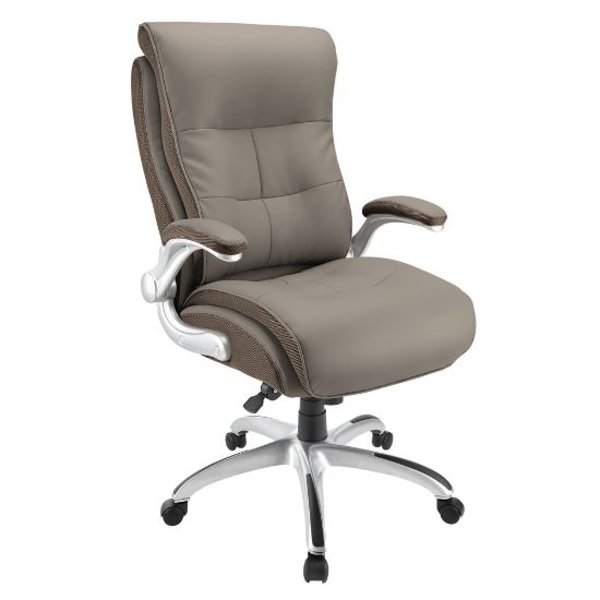 Picture of Realspace Ampresso Big & Tall Bonded Leather High-Back Office Chair, Taupe/Silver, BIFMA Compliant