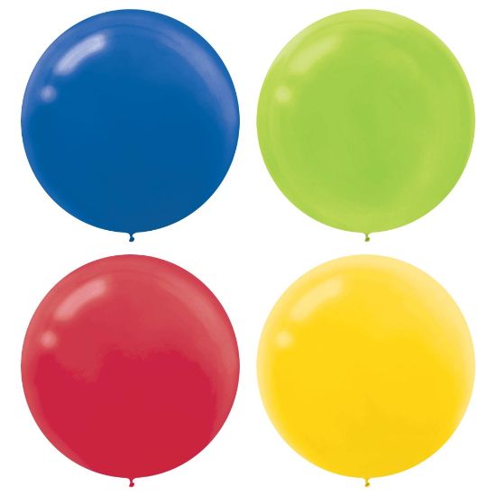 Picture of Amscan 24in Latex Balloons, Assorted Colors, 4 Balloons Per Pack, Set Of 3 Packs