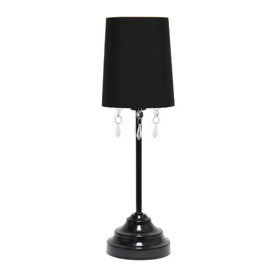 Picture of Simple Designs Table Lamp with Fabric Shade and Hanging Acrylic Beads, 16 3/5inH, Black