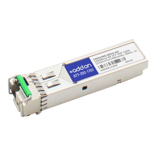 Picture of AddOn - SFP (mini-GBIC) transceiver module (equivalent to: ADTRAN 1442140G-BX54) - GigE - 1000Base-BX - LC single-mode - up to 49.7 miles - 1550 (TX) / 1490 (RX) nm - TAA Compliant