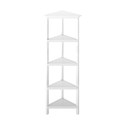 Picture of New Ridge Home Goods 60inH 5-Shelf Corner Bookcase, White