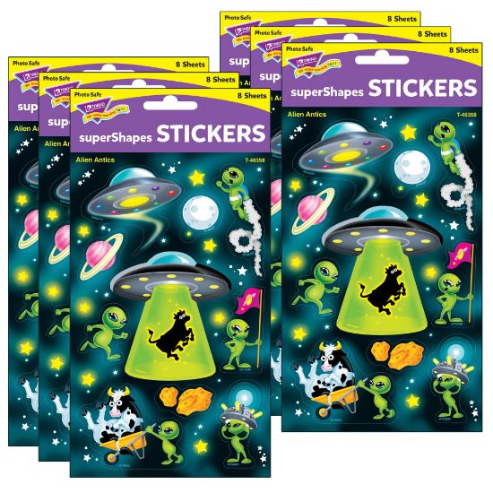 Picture of Trend superShapes Stickers, Alien Antics, 80 Stickers Per Pack, Set Of 6 Packs