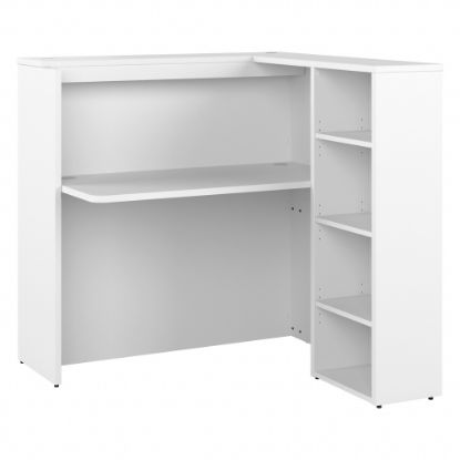 Picture of Bush Business Furniture Studio C 48inW Corner Bar Cabinet With Shelves, White, Standard Delivery