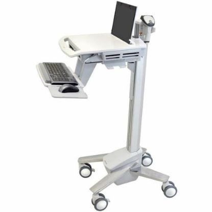 Picture of Ergotron StyleView EMR Laptop Cart, SV40 - 18 lb Capacity - 4 Casters - Aluminum, Plastic, Zinc Plated Steel - 18.3in Width x 50.5in Height - White, Gray, Polished Aluminum17.3in Screen Supported