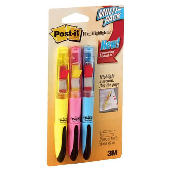 Picture of Post-it Flag Plus Highlighters, Assorted Colors, Pack Of 3