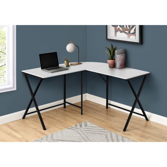 Picture of Monarch Specialties Liberty 56inW L-Shaped Computer Desk, White/Black