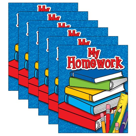 Picture of Teacher Created Resources My Homework Pocket Folders, 8-1/2in x 11in, Multicolor, Pack Of 6 Folders