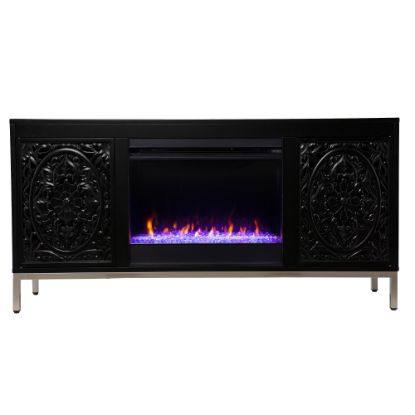 Picture of SEI Furniture Winsterly Color-Changing Fireplace, 29inH x 58inW x 15inD, Black/Champagne