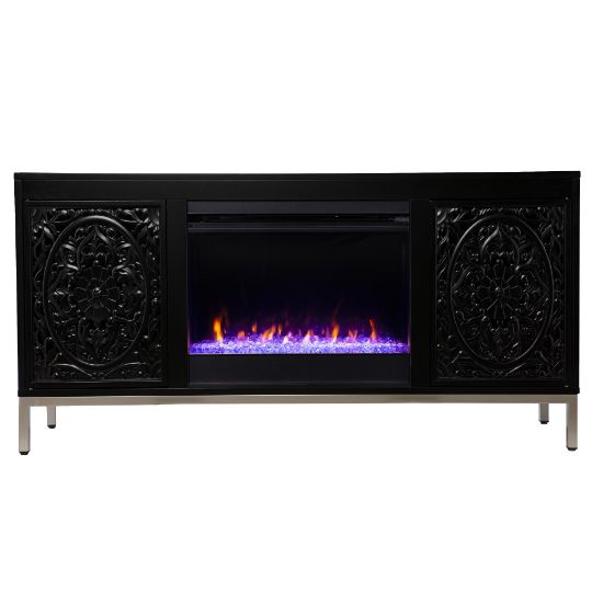 Picture of SEI Furniture Winsterly Color-Changing Fireplace, 29inH x 58inW x 15inD, Black/Champagne