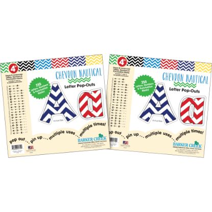 Picture of Barker Creek Letter Pop-Outs, 4in, Chevron Nautical, Pack Of 510