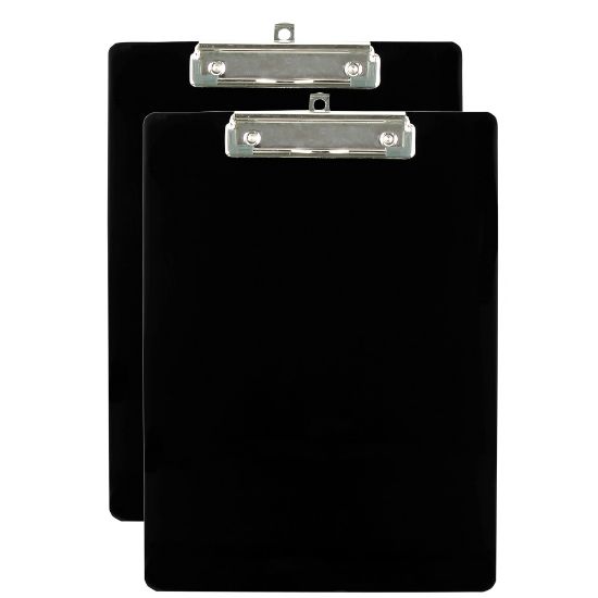 Picture of Office Depot Brand Plastic Clipboard, 9in x 12-1/2in, Black, Pack Of 2