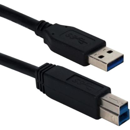 Picture of QVS 6ft USB 3.0/3.1 Compliant 5Gbps Type A Male To B Male Black Cable - First End: 1 x Type A Male USB - Second End: 1 x Type B Male USB - 5 Gbit/s - Shielding - Black