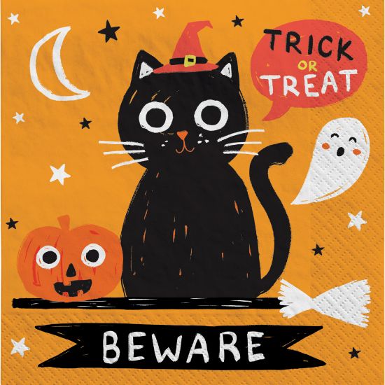 Picture of Amscan Halloween Spooky Friends Beverage Napkins, 5in x 5in, Pack Of 100 Napkins