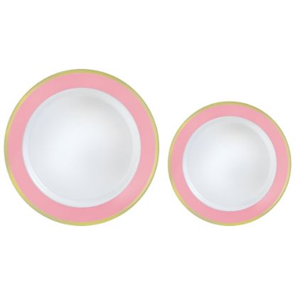 Picture of Amscan Round Hot-Stamped Plastic Bordered Plates, New Pink, Pack Of 20 Plates